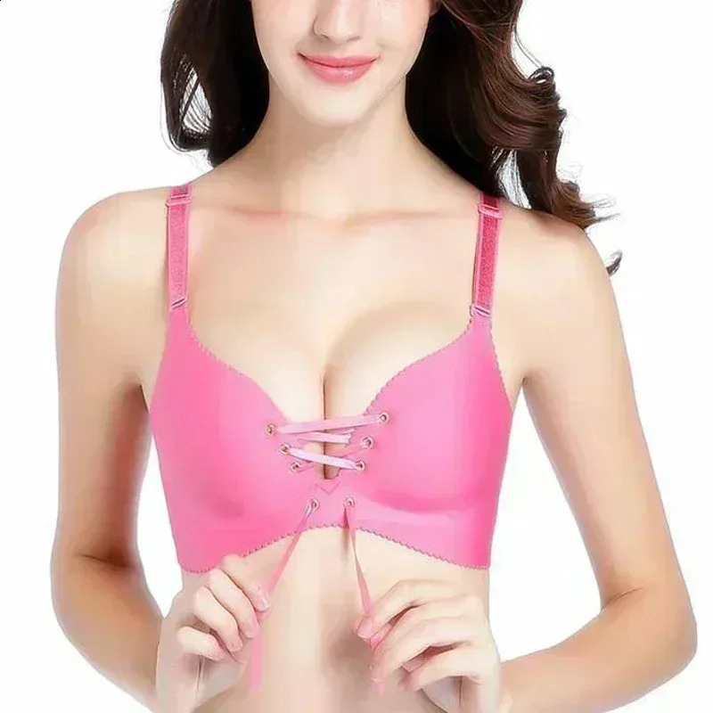 Sexy Bandage Straps Push Up Bra Gather Adjustment Seamless Bralette Women Underwear No Steel Ring Comfortable Lingerie 260626 - view 7