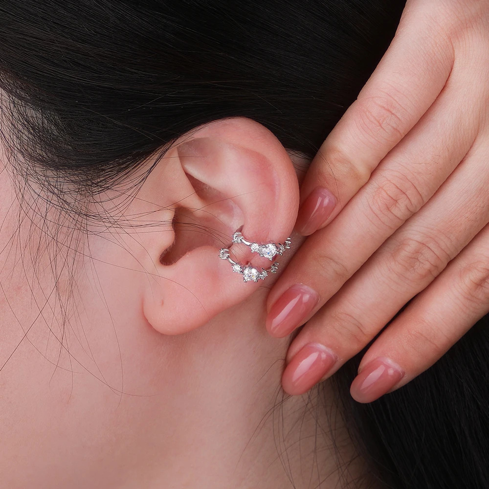 NKHOG Full Clip Earring For Women S925 Silver Fashion Lab Diamond Wedding Party Ear Gift 18K Plated Fine Jewelry 260623 - view 4