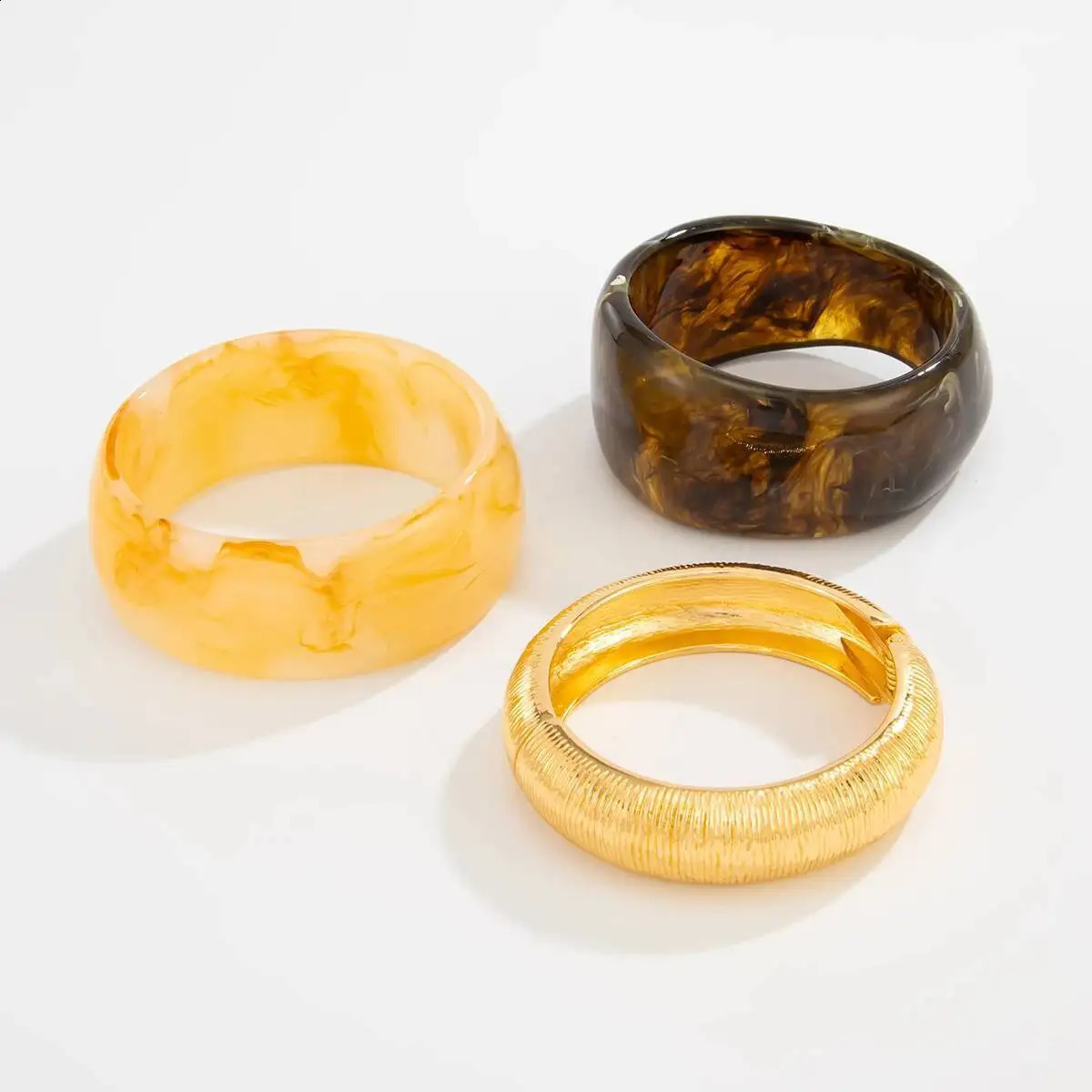 IngeSightZ 3Styles Vintage Geometry Resin Acrylic Thick Wide Bracelets Women 2026 Punk Geometry Round Bangles Steampunk Jewelry260624 - view 5