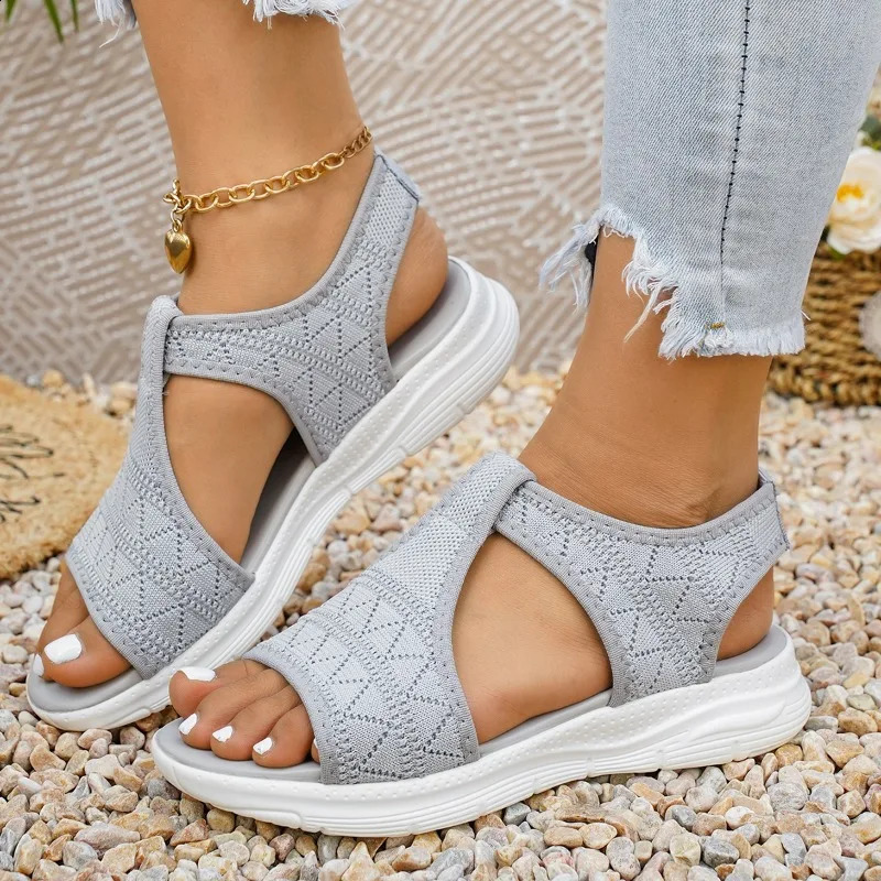 Fashion Women Sandals 2026 Summer Solid Color Simple Round Toe Flat Bottom Female Shoes Comfort Casual Lightweight 260626 - view 3