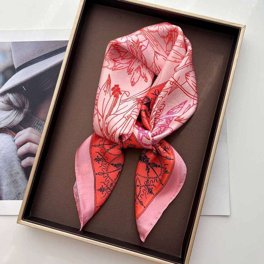 2026 Women Design Square Scarf Silk Imitation Print Neckerchief Bandana Foulard Lady Shawl Scarves Wrap Head Hair Band Ties 26Y06226 - view 5