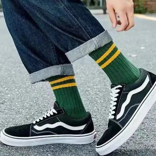 5 Pair Mens Striped Casual Breathable Socks High Quality Harajuku Retro Cotton 260622 - view 5