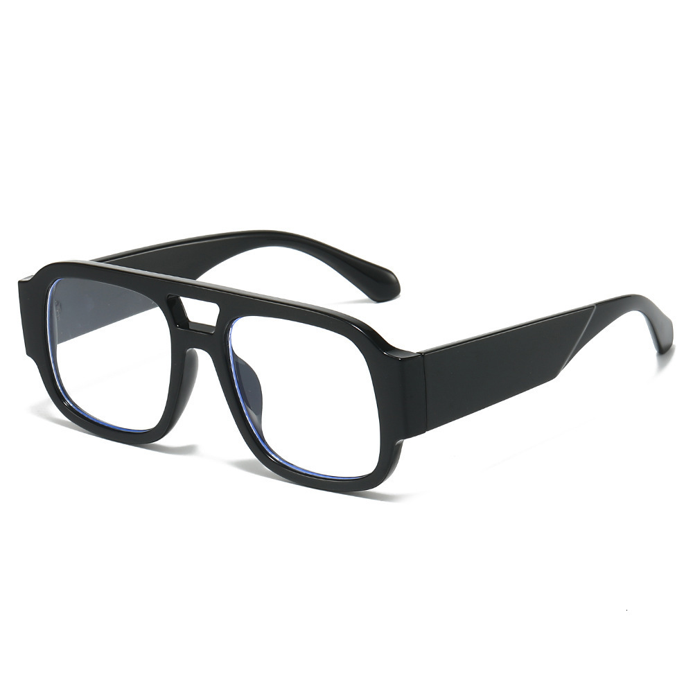 2026 Fashionable Casual Double-Beam Non-Prescription Glasses, New Anti-Blue Light Retro Simple European And American Style Photo Artistic Eyewear - view 6
