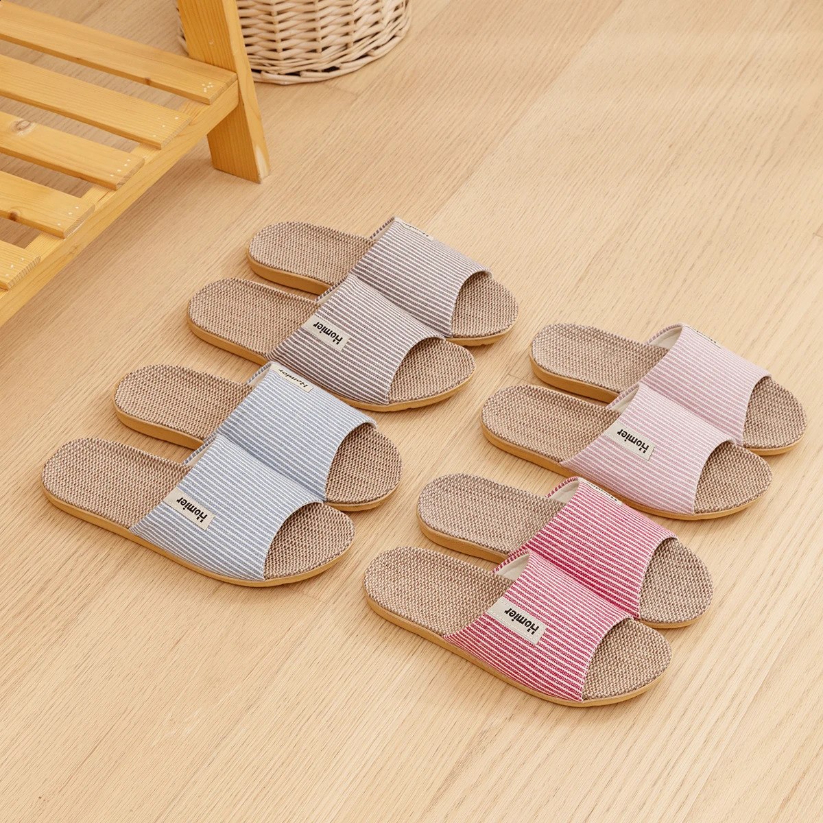 Fabric Unisex Slippers Summer Slip-On Indoor Slippers Non-Slip Breathable Home Slippers 260624 - view 7