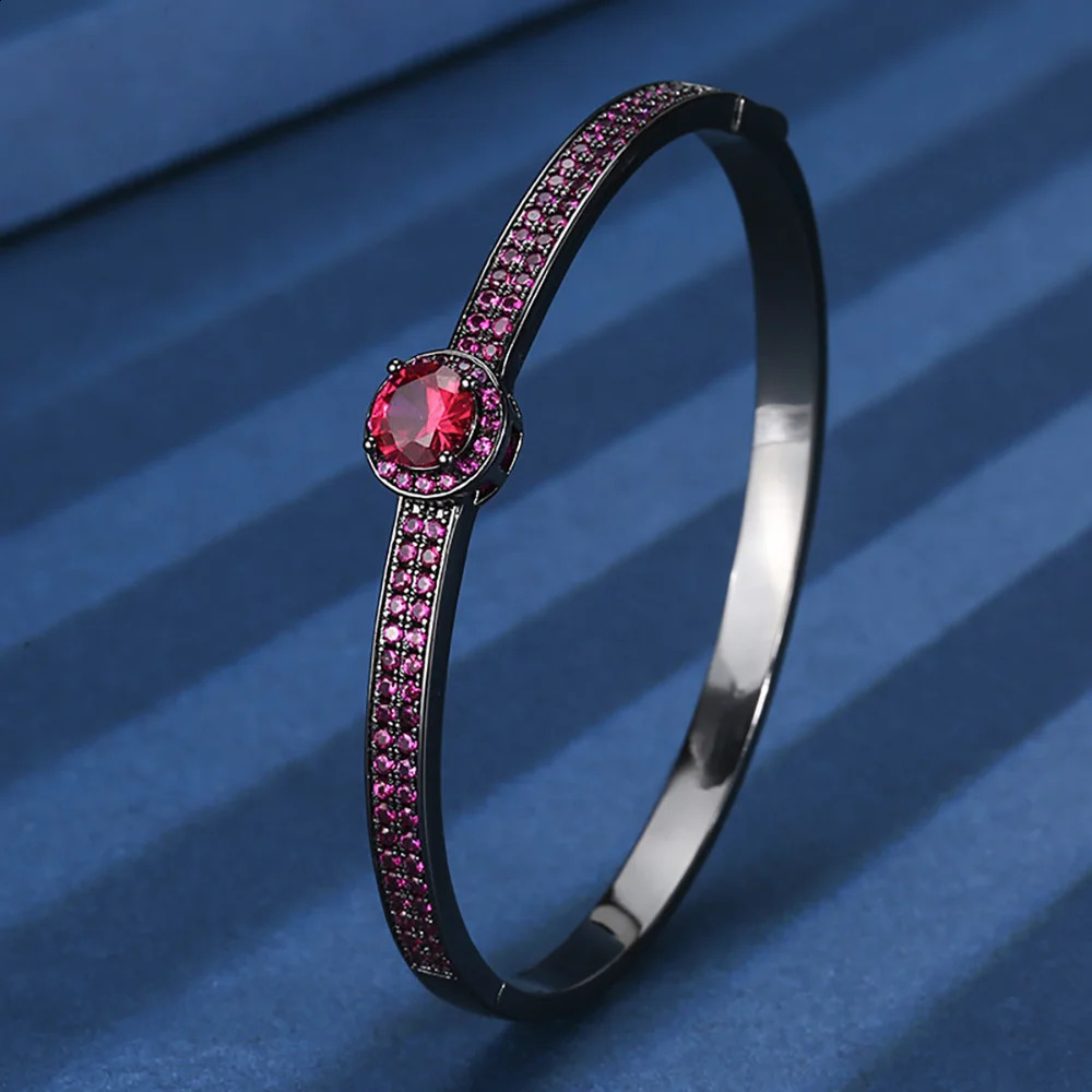 Womens Bangles Vintage 65mm Sapphire Ruby Gemstone Black Bracelets Party Fine Jewelry Birthday Gifts Accessories Wholesale 260626 - view 4