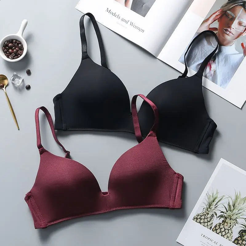 Ultra Thin Sexy Ice Silk Wireless Bra For Women Gather Underwear Push Up Simple Lingerie Seamless Brassiere Bralettle 260626 - view 4