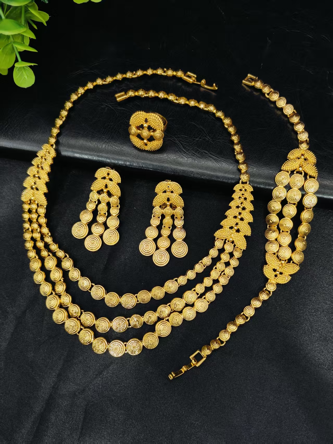 Ethiopian Dubai Tassel Gold Color Jewelry Sets For Women Wedding Indian Bridal Necklace And Earring 4Pcs Set Party Gifts - view 3
