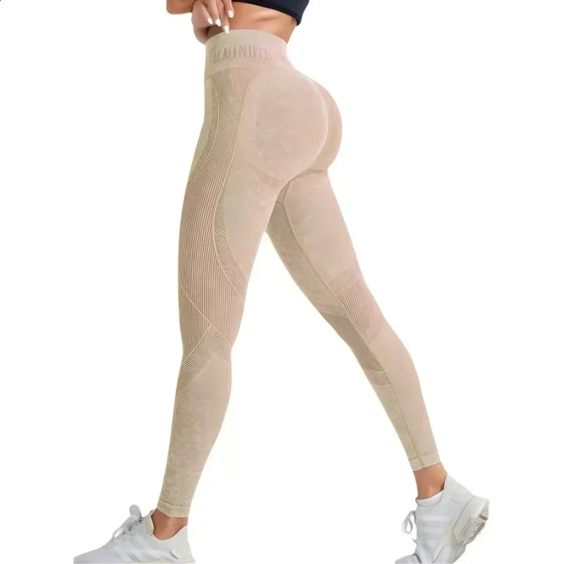 Women Seamless Gym High Waist Yoga Pants Hip Lifting Outdoor Sports Tight Waist Letter Sand Washed Pants Exercise Yoga Leggings 260626 - view 4