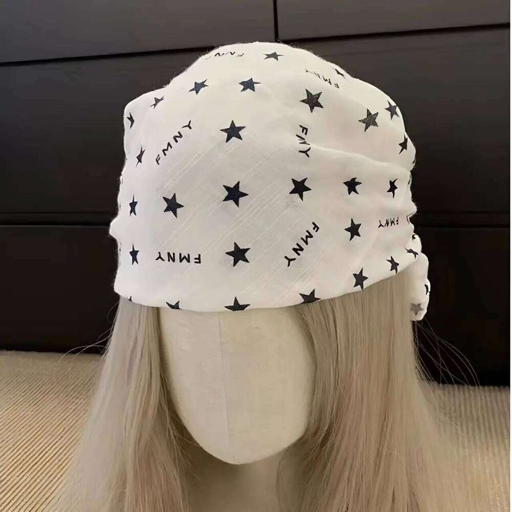 Leisure Style Cotton-linen Star Printed Headscarf Summer Ladies' Trendy and Versatile Square Scarf Fashionable Hair Accessory 26Y06226 - view 3