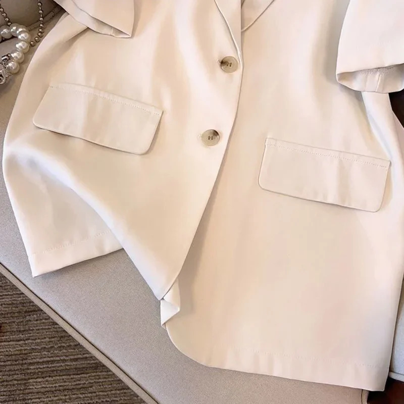 Summer Short Sleeve Blazer Women Korean Fashion Singlebreasted Office Lady Suit Jacket Elegant Loose Thin Outwear 260626 - view 7