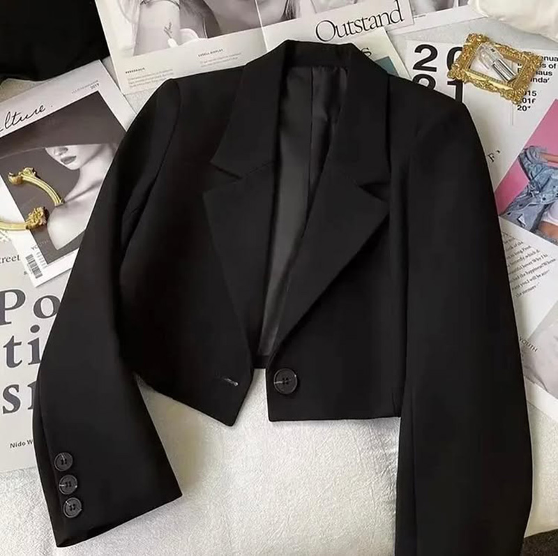 Women's Business Casual Blazer Long Sleeve Lapel Collar Cropped Blazer Jacket for Work Office SF063 - view 5