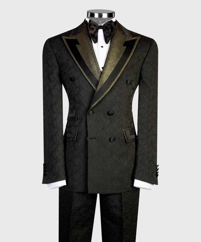Vintage Jacquard Men's Suit Peaked Lapel Double Breasted Tuxedos For Wedding Groom Wear 2 Pieces Customized Jacket - view 5