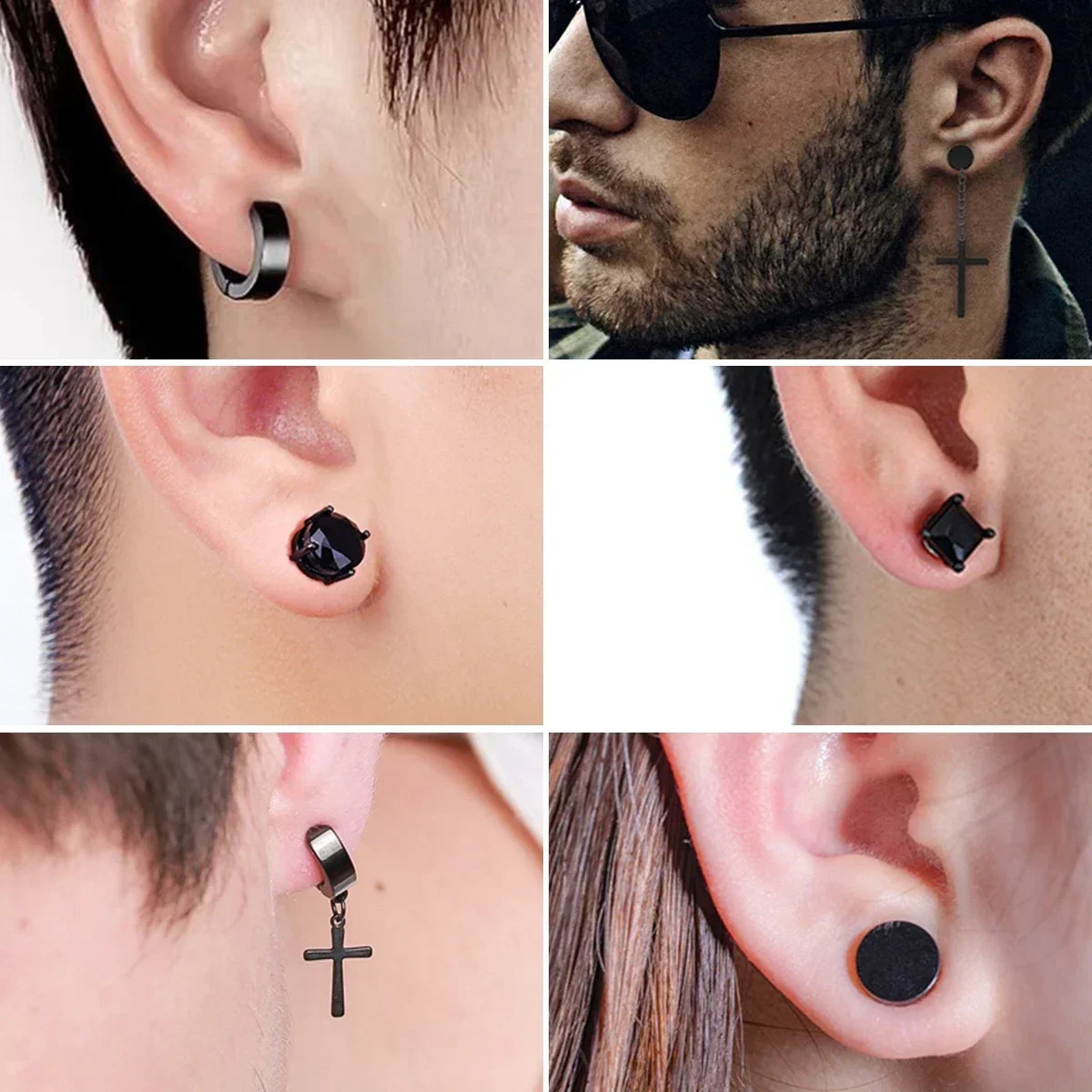 1 Pair Ear Clip Hoops for Men and Women Magnetic Stainless Steel on Pendant Earings Jewelry 260623 - view 4