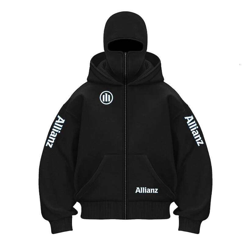 2026 Allianz logo Hombres Zip capucha Invierno Clido Casual Sudadera Y2K con Capucha Mascarilla Diseo de Cremalle W260626