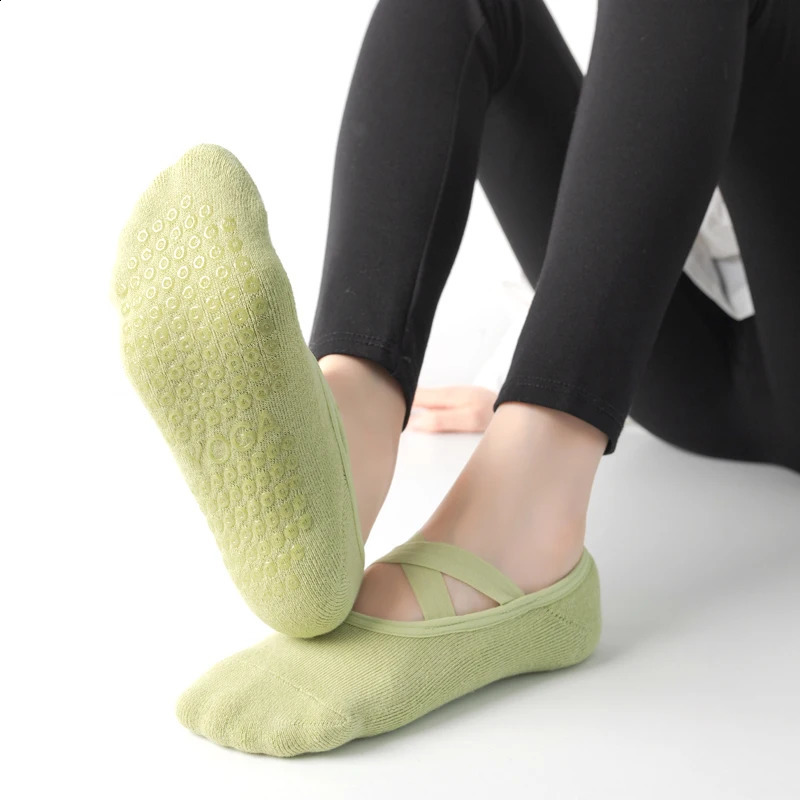 Women Breathable Towel Bottom Yoga Socks Silicone Non-Slip Bandage Pilates Sock Ladies Ballet Dance Fitness Workout Cotton Socks 260626 - view 5