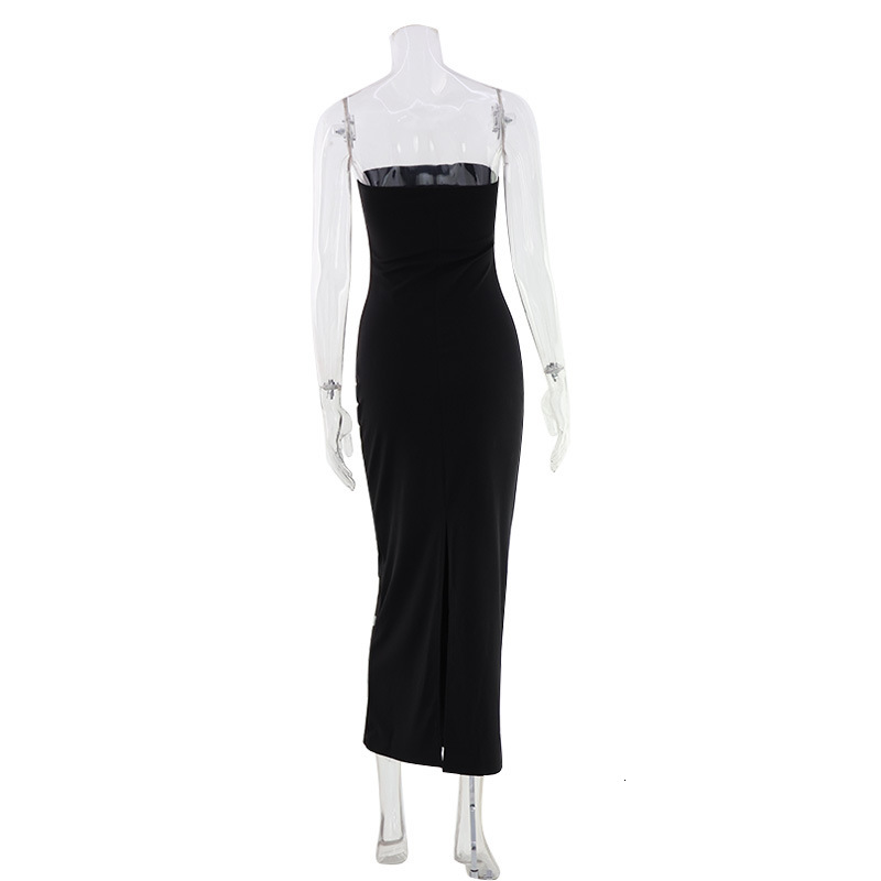 Womens Slit Long Dress Womens Solid Rhinestone Embellished Hollow Out Slim Fit Elegant Evening Gown For Women Daily Formal Banquet Wedding Outfits - view 6