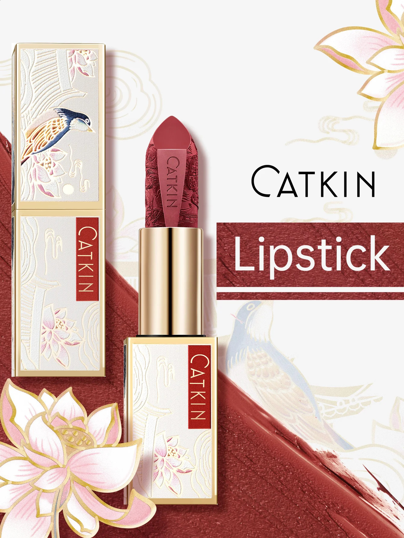 CATKIN Dreamworld Carving Lipstick Waterproof Long Lasting Satin Nourish izing Smooth Soft 013 Ounce-Chinese Style 260626