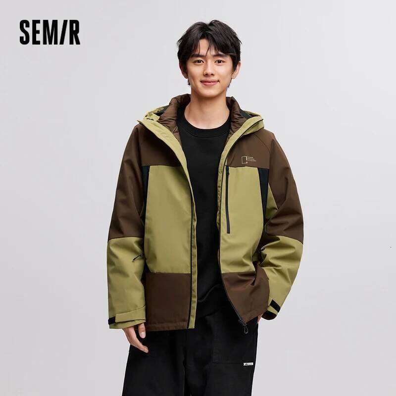 Semir Down Jacket Men Three-in-One 2024 Winter New Colorblocked Stand-Up Collar Protective Outerwear W260626 - view 4