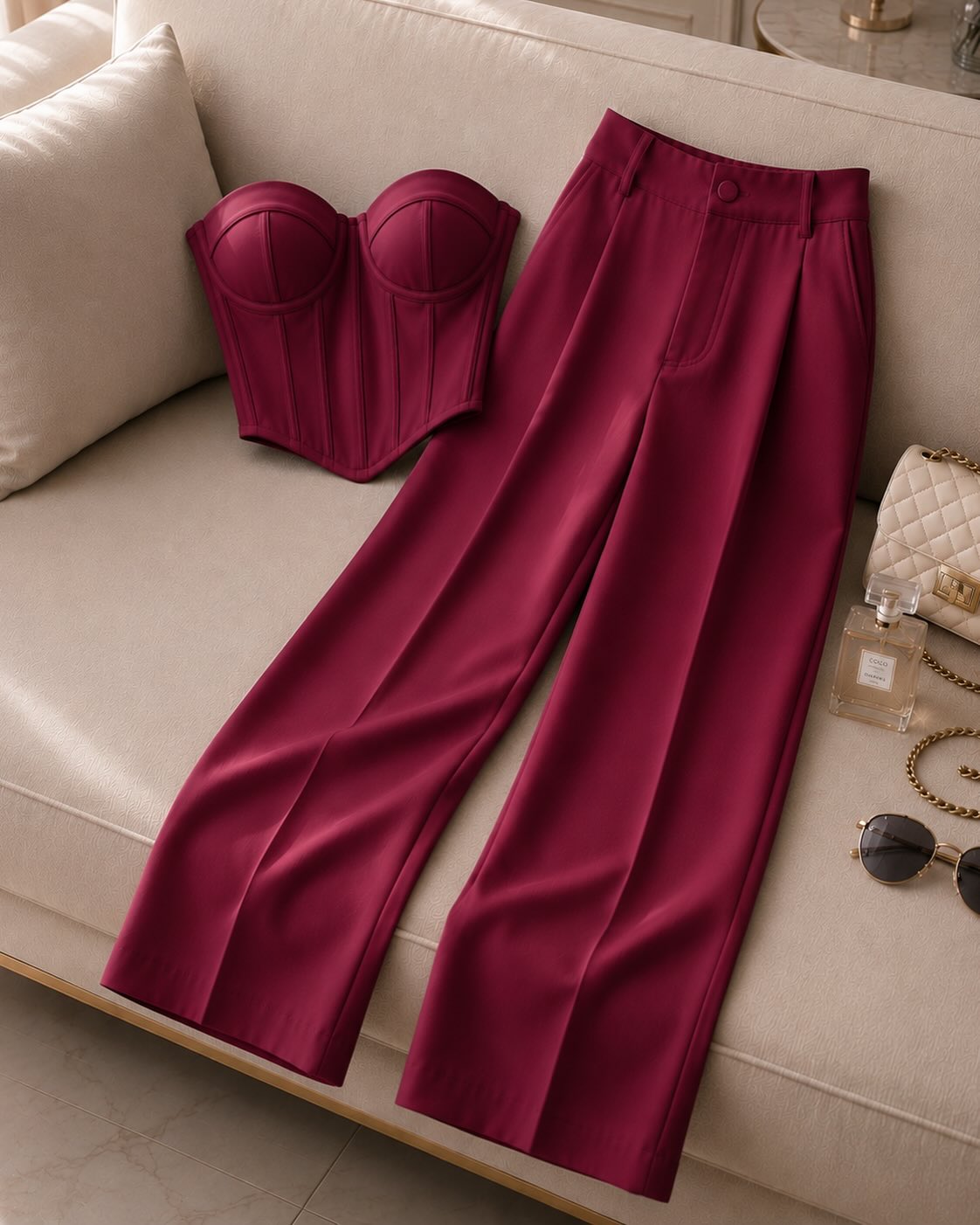 Womens Summer Outfits 2 Piece Sets Casual Top Wide Leg Pants Spring Matching Lounge Set SF060 - view 6