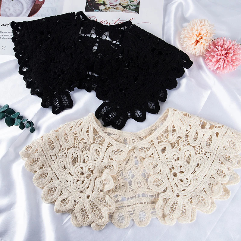 Hollow Crochet Lace Detachable Collar Shawl O-Neck Doll False Collar Shirt Women Hollow Crochet Lace Detachable Collar 260625 - view 1