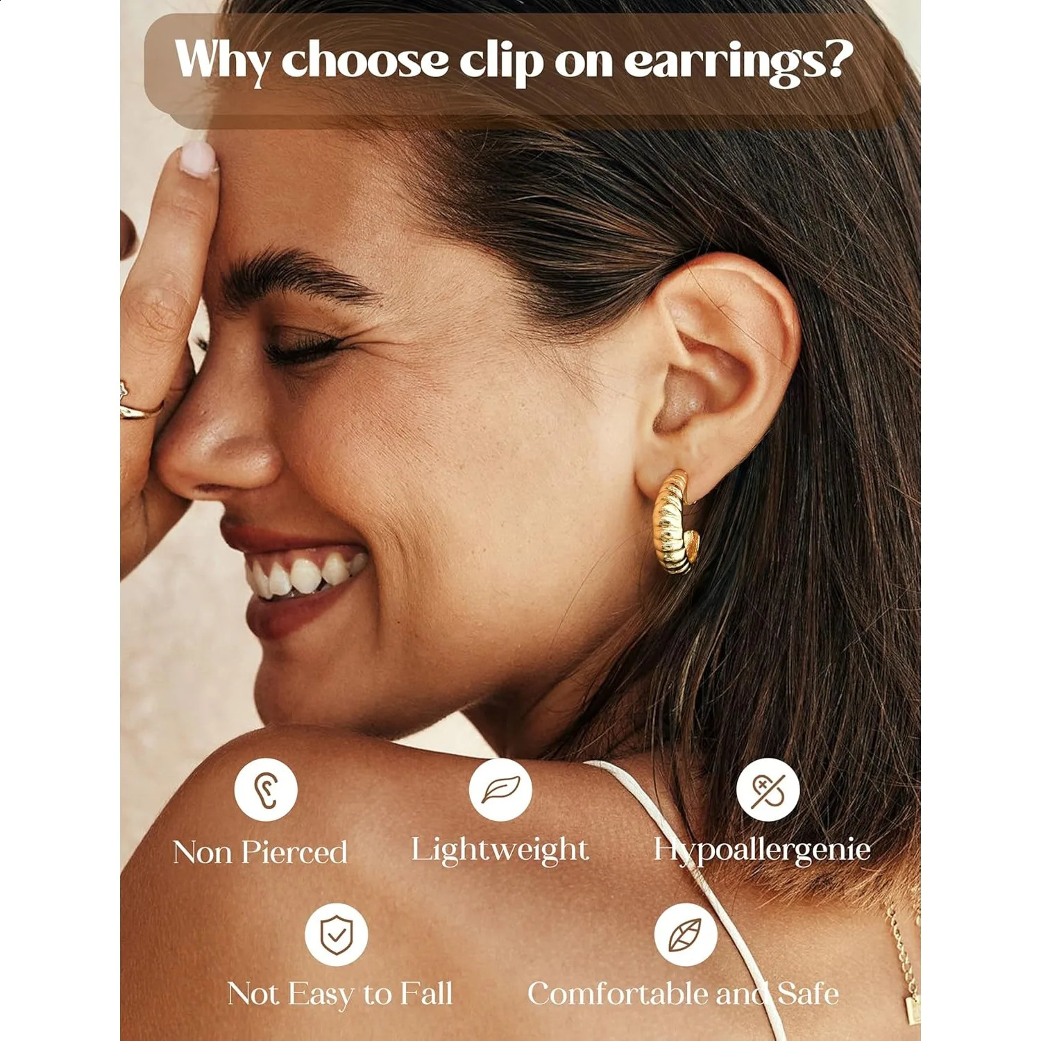 Bobisty Clip On Earrings for Women 14K Gold Plated Non Pierced Ears Clips CZ Pearl y Hoop Studs Earring Sets 260623 - view 4