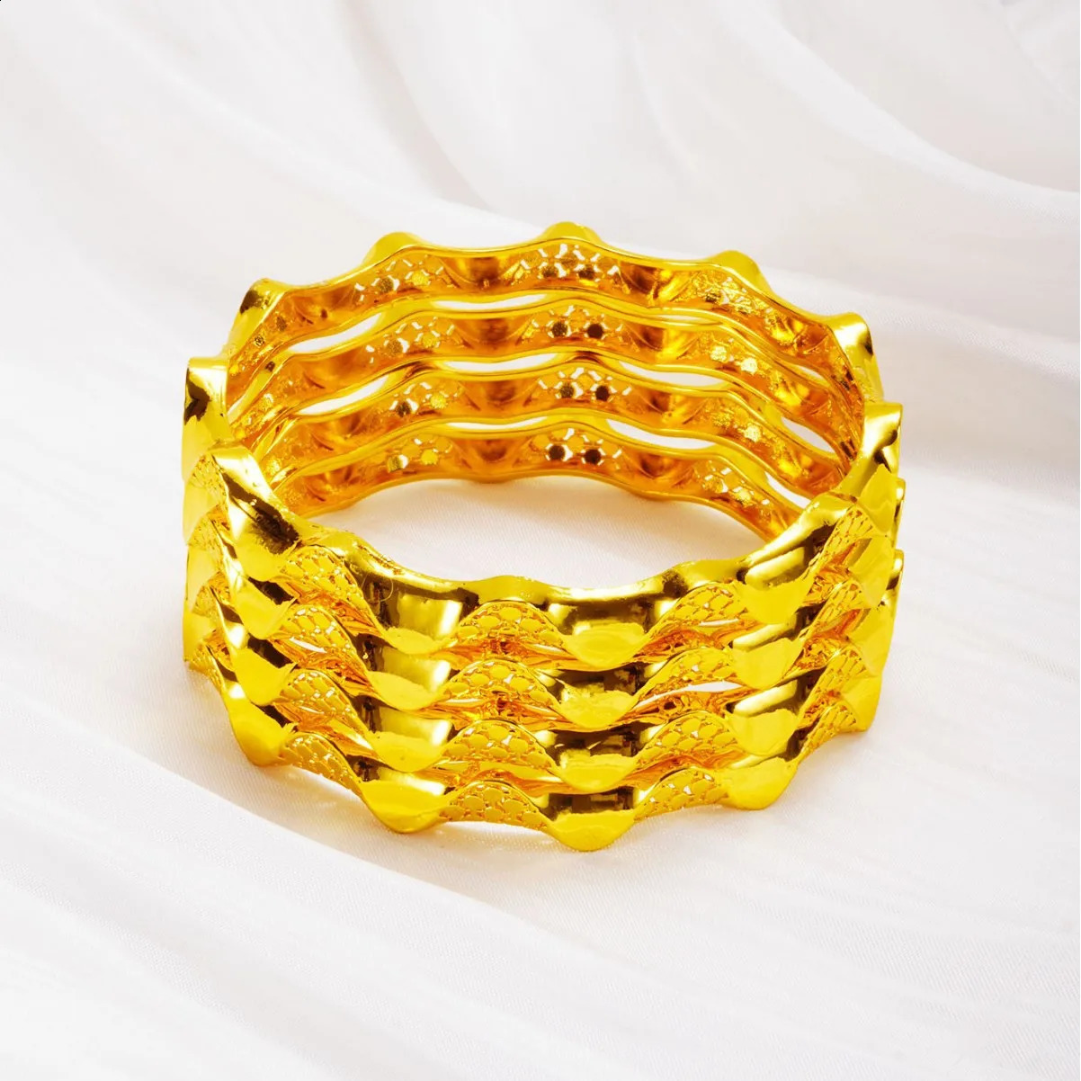 y Gold Color Twist Bracelets Copper Indian Bangle for Women African Jewellery Brazilian Bangles Wedding ner Bracelets 260626 - view 5