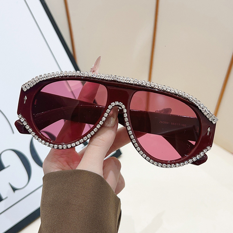 2026 New Diamond-Studded Sunglasses, European And American Style, Unique Large Frame, Handmade With Diamond Accents, Novelty Hip-Hop Sunglasses For - view 4