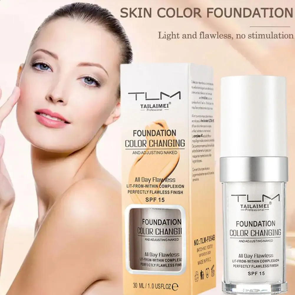 1/2/3PCs Color Changing Foundation Temperature Liquid Foundation Naturally Blends Moisturizing Foundation Makeup Waterproof 260625 - view 3