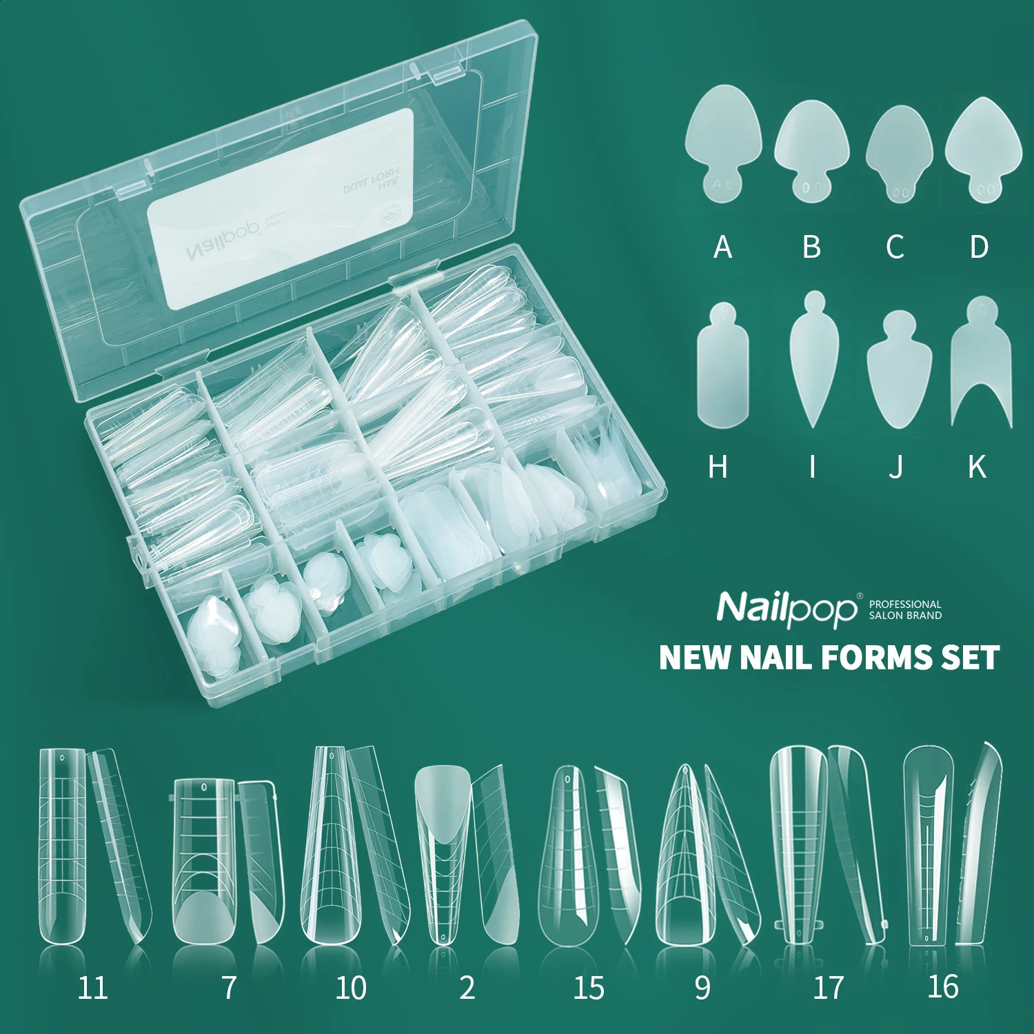 Nailpop Dual Forms and Silicone Pads Set Reusable Molds with Scale Multiple Shapes Sizes Available for Extension Manicure Tools 260626 - view 1