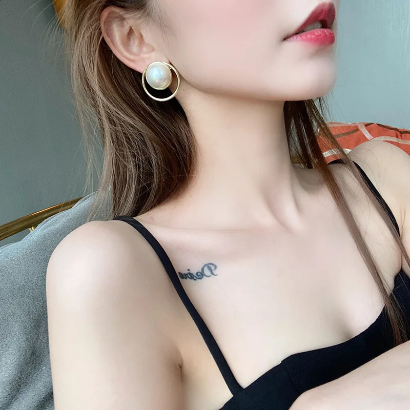 GRACE JUN Fashion Simulated Pearl Geometric Heart Clip on Earrings No Pierced for Women Girl Piercing Gold Color Ear Clip 260626 - view 6