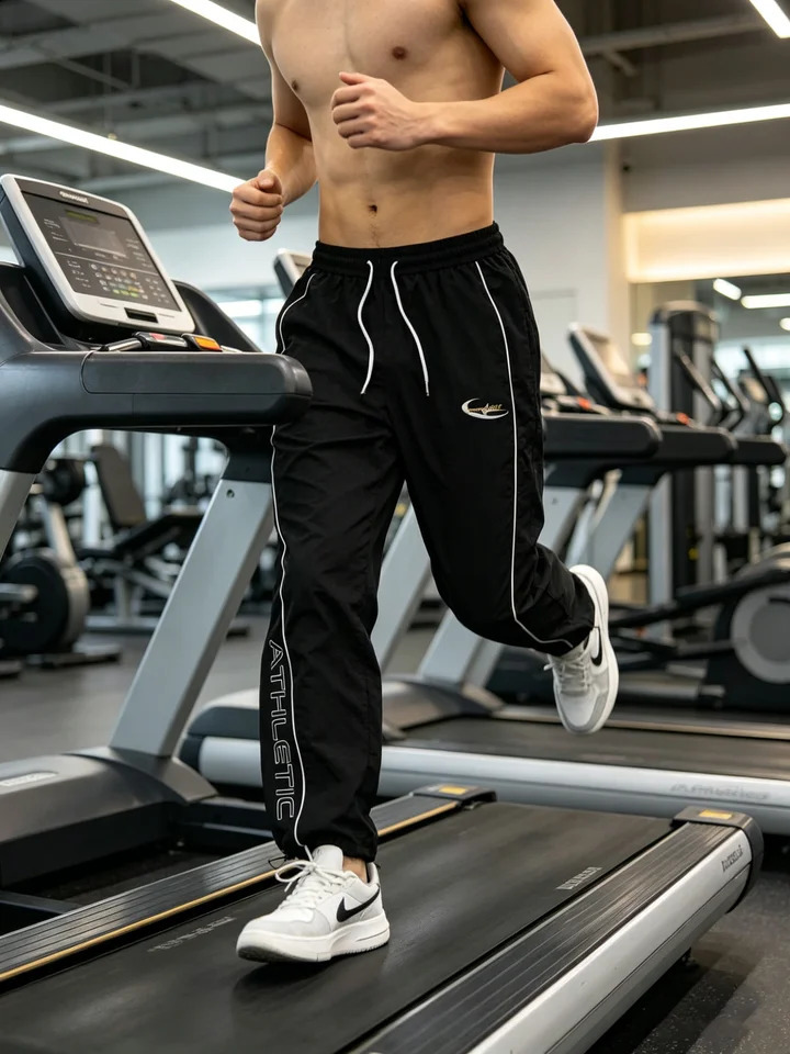 Mens Athletic Letter Striped Baggy Track Pants Lightweight Drawstring Joggers for Gym Streetwear Spring Summer 260625 - view 5