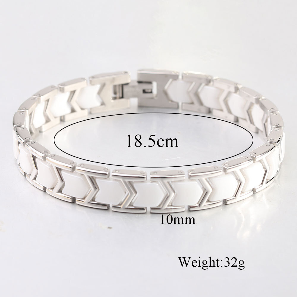 New In 10MM Black And White Ceramic 2 Tone Steel Bracelet Fashion Spliced Stainless Steel M Versatile Chain For Women And Men Bijoux Jewelry Wholesale - view 9