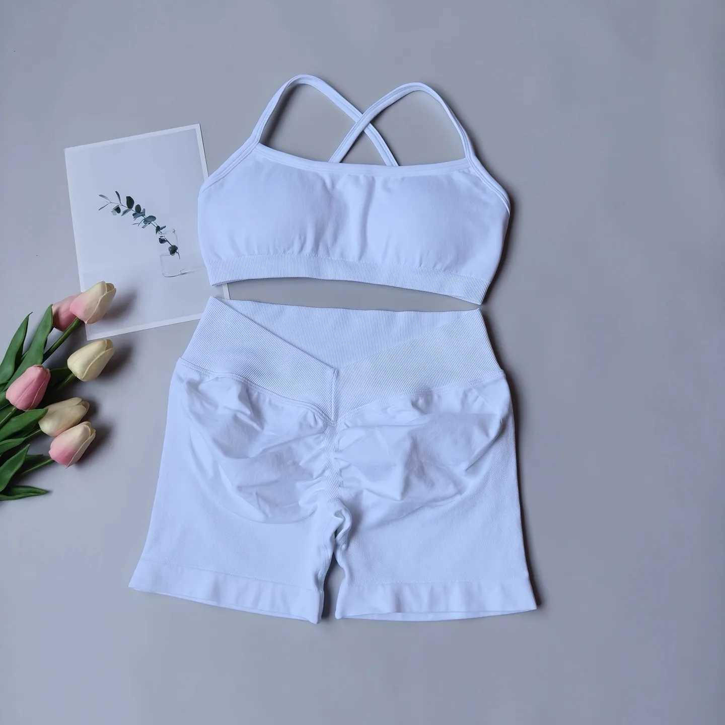 Seamless Womens 2-Piece Yoga Suit Fitness Suit Gym Clothes Sports Bra Shorts Set Workout Set Gym Outfit M260626 - view 7