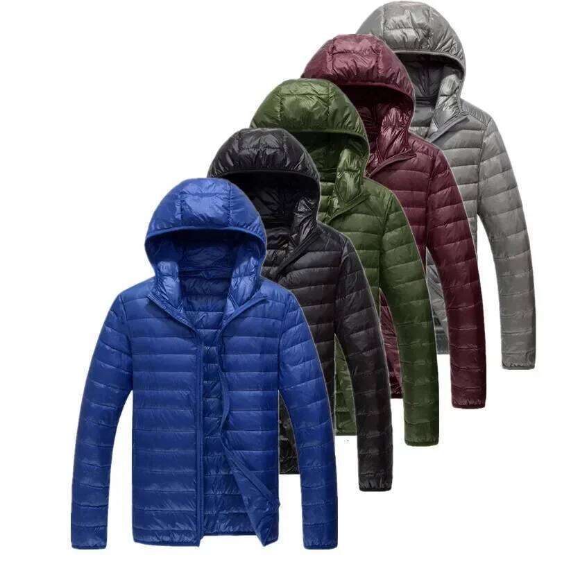 Gray Men's Hooded Jacket,Zipper Control Winter Jacket,Fashion Hot Sale Asian Size M-5XL Thin Lightweight Parker Coat J260626 - view 5