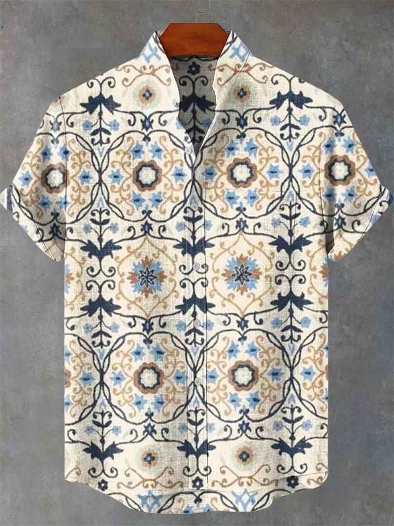 Men's Casual Shirts Polo New Vintage Ethnic Tribal Short Sleeve Mesh Top Casual Holiday Fashion Men's Shirt Hawaii - view 4