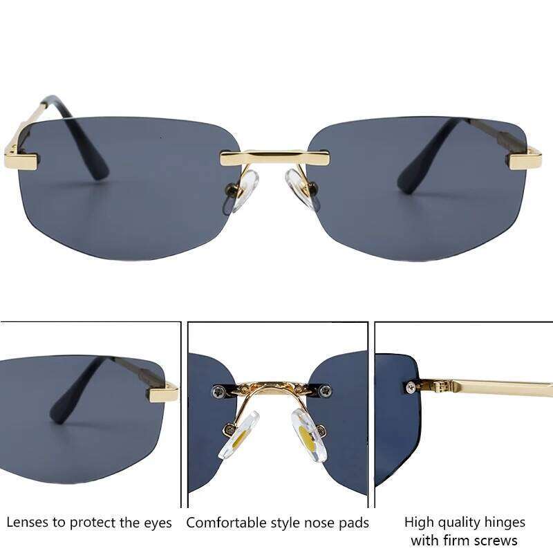 Steampunk Rimless Polygon Sunglasses Women 2026 Luxury Brand Classic Geometric Sun Glasses Metal Driving Fashion Eyewear Shades 26Y0626 - view 6