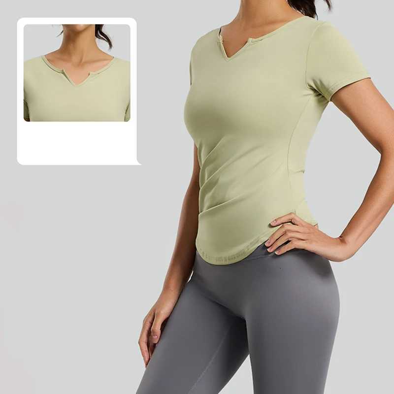 Womens 2 Piece Yoga 2026 Set Short Sleeve Yoga Top Side Ruched High Waist Leggings Butt Lifting Tummy Control Gym Workout Set M260626 - view 5