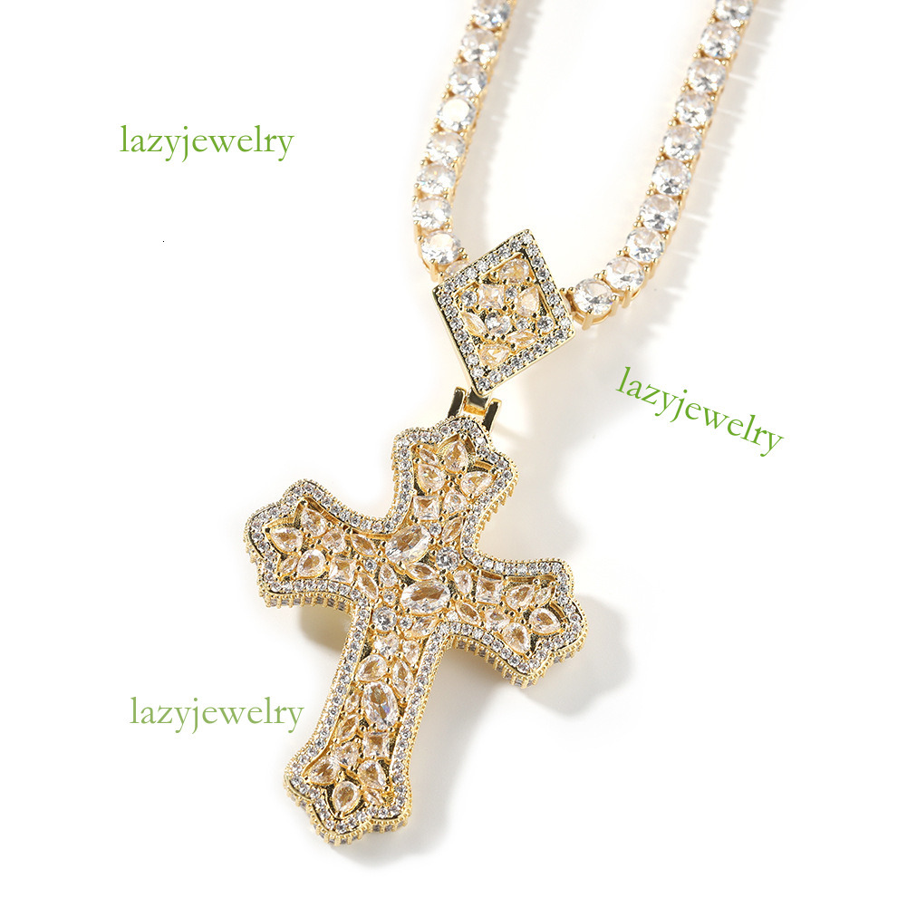 Retro classic moissanite crucifix pendant hip hop full diamond design diamond button all fashion men and women with the same fashion accessories - view 5