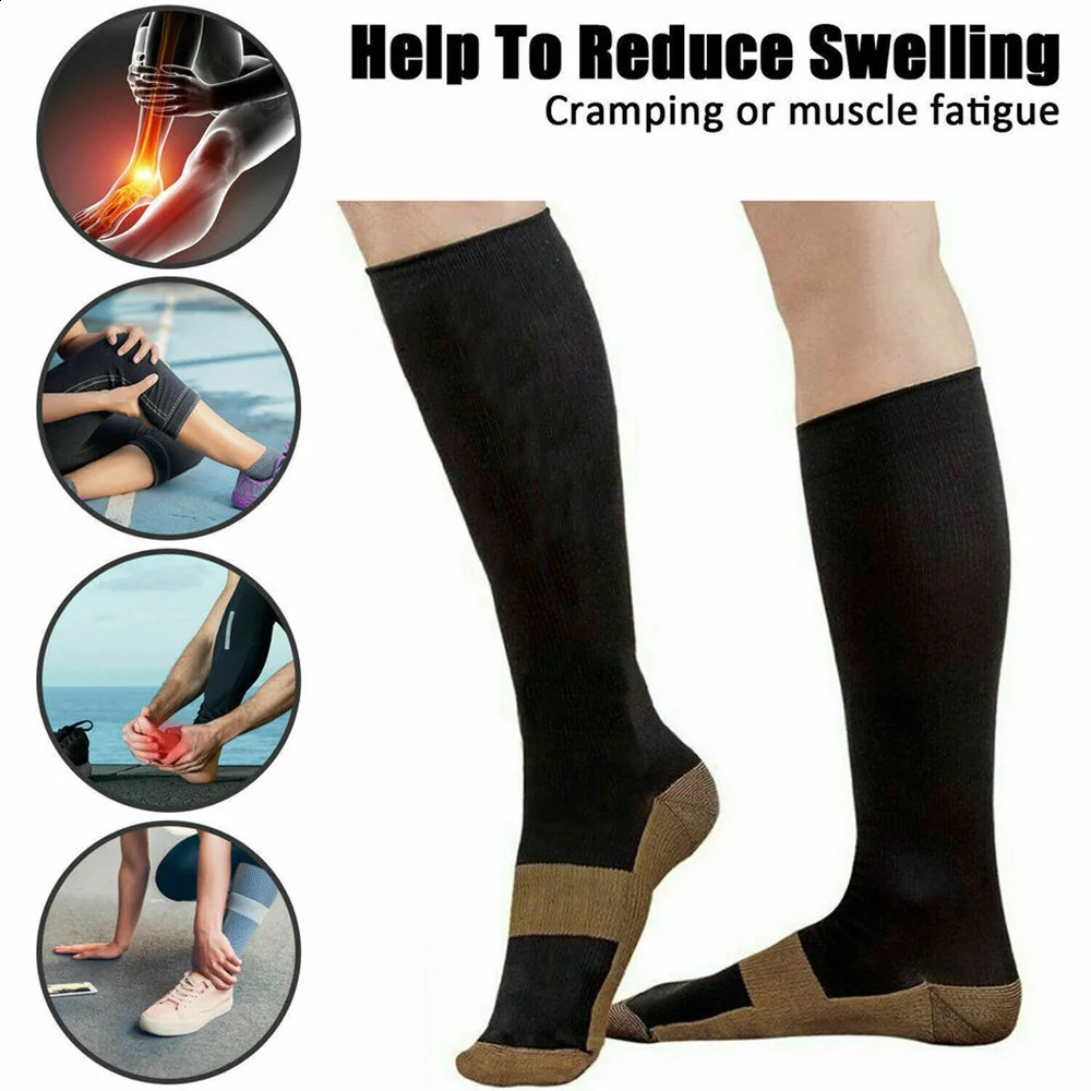 15 Pairs Copper Compression Socks High Unisex Graduated Pressure Stockings Anti Fatigue Pain Relief Sports Travel 260622 - view 4