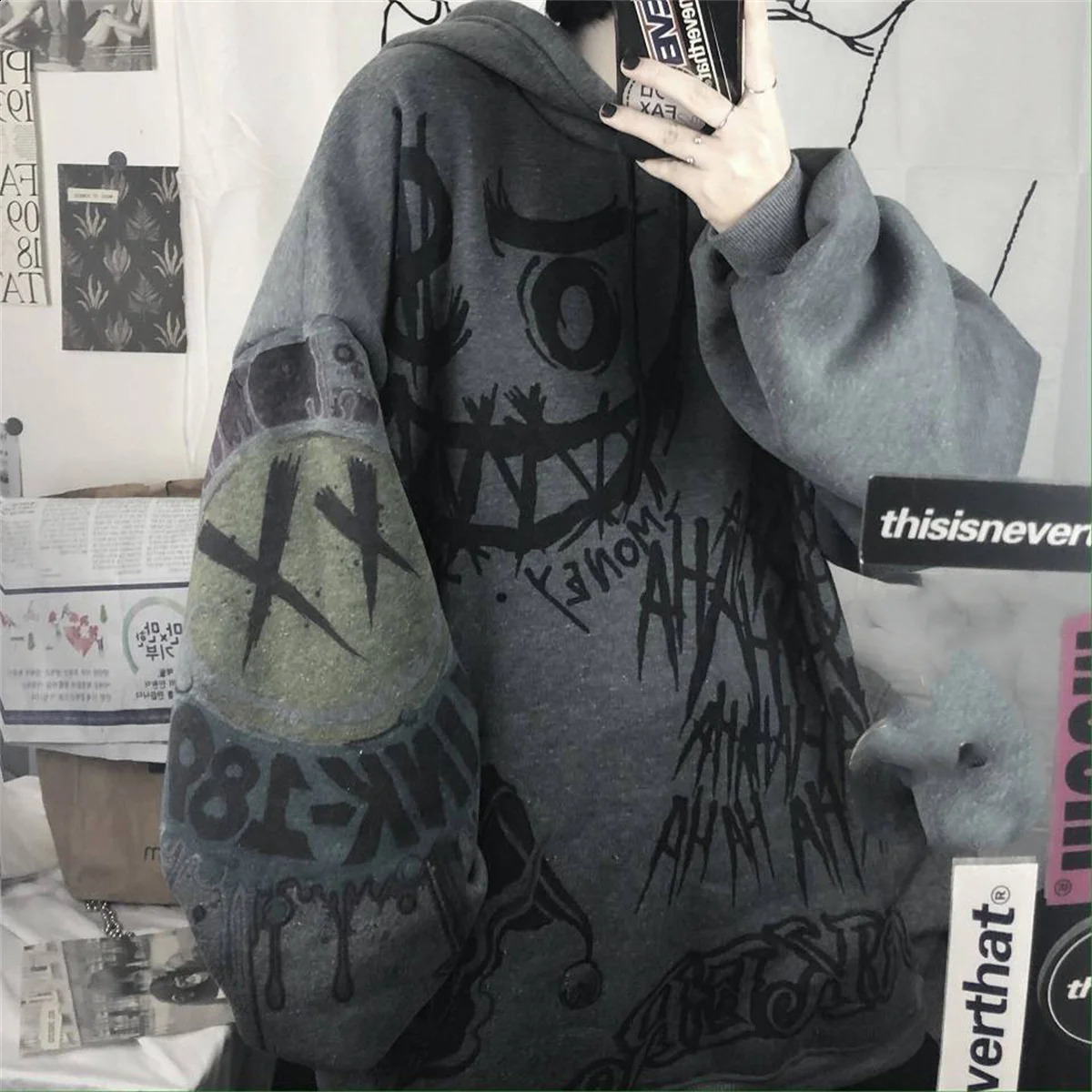 Gothic Japan Cartoon Hip Hop Hoodie Sweatshirt Oversize Women Spring Autumn Funny Punk Hoodies Tops Females Clothes Hoodie Girl 260626 - view 7