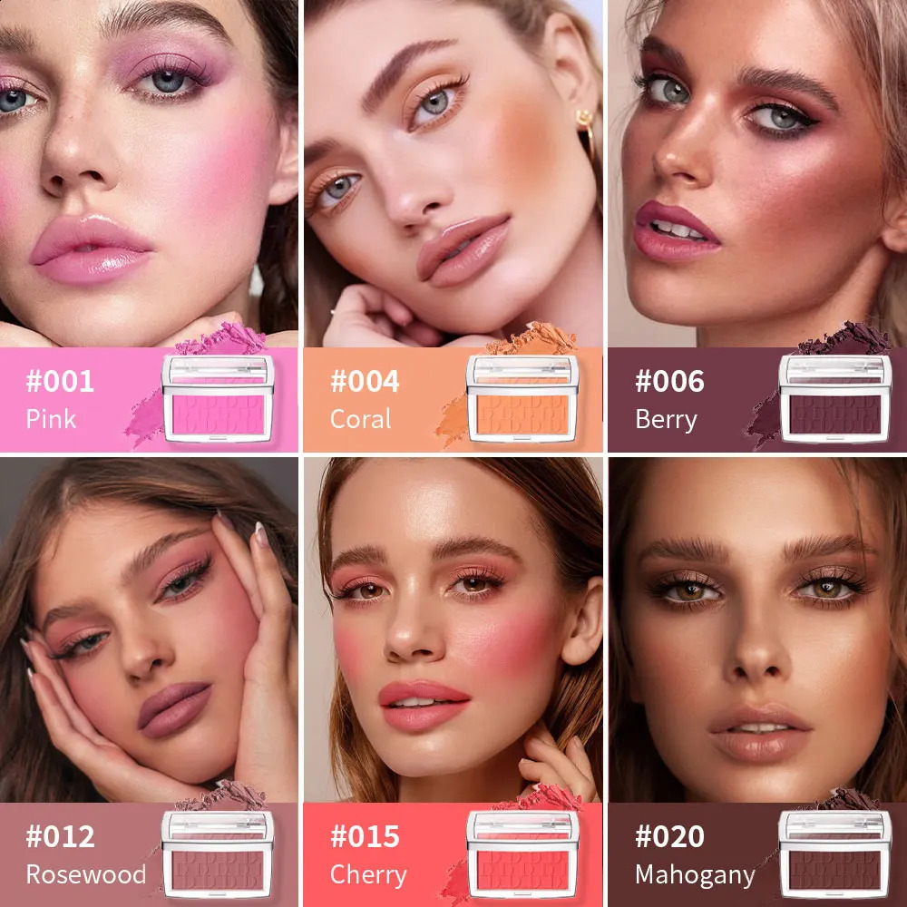2pcs Matte Embossed Blush Brush Long Lasting High Pigmented Multi-Purpose Blush Palette Pink Natural Color Rendering Cosmetics 260625 - view 5