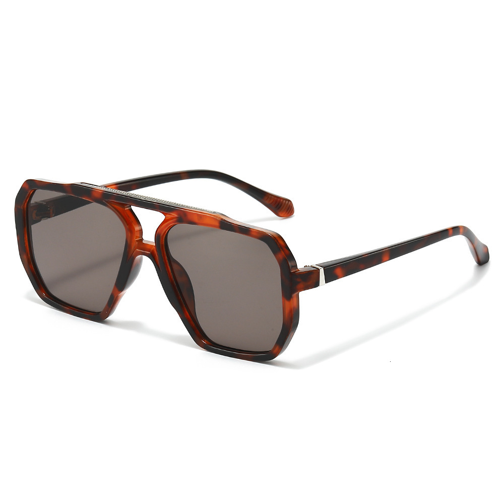 New Square Double Bridge Korean Retro Large Frame Pilot Trendy Ocean Lens Sunglasses Multi-Color Glasses - view 3