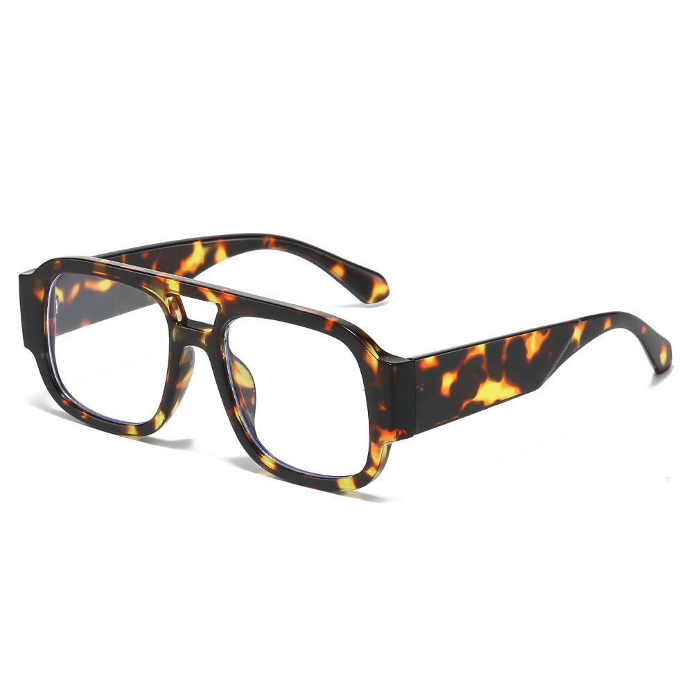 2026 Fashionable Casual Double-Beam Non-Prescription Glasses, New Anti-Blue Light Retro Simple European And American Style Photo Artistic Eyewear - view 1