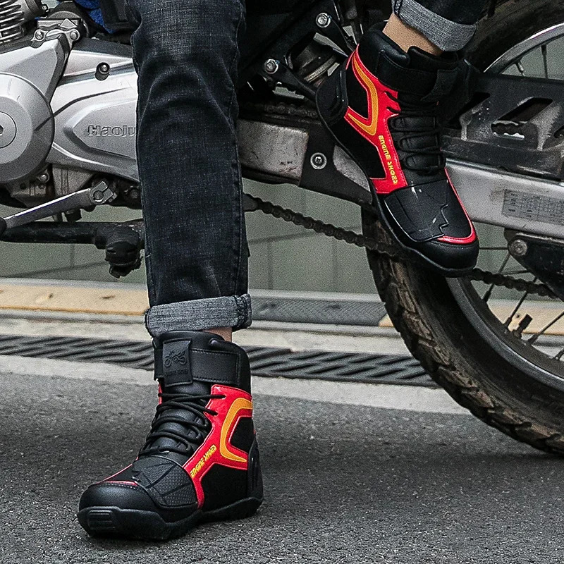 Men Leather Motos Breathable Anti Slip Wearresistant Riders Boots Motorbike Racing Ankle Length Shoes Motorcycle 260626 - view 3