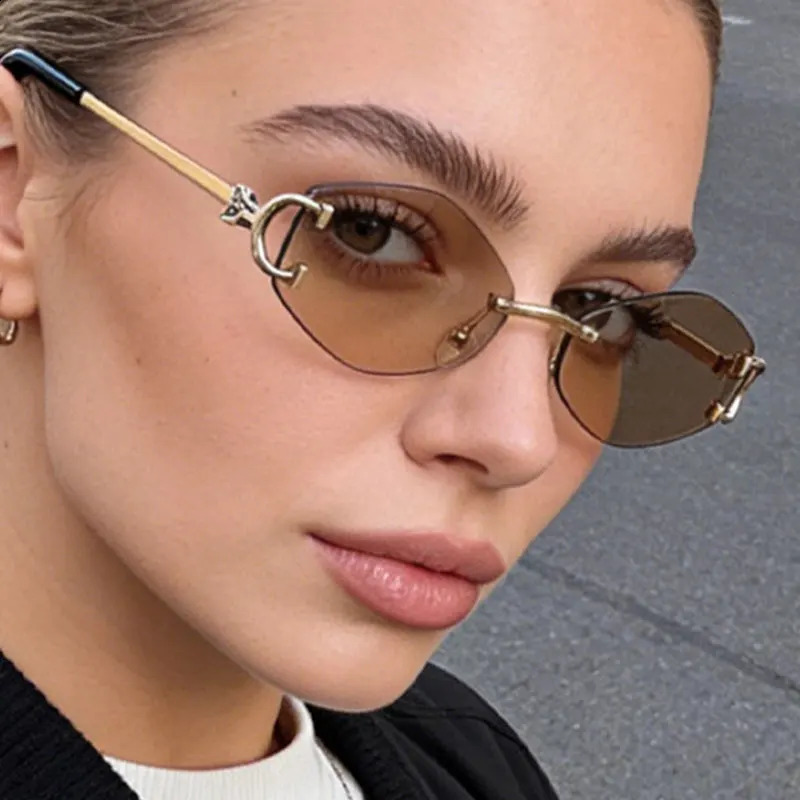 Change Color Sunglasses 2026 Women Ins Hipster Irregular Rimless Glasses Metal Rhombus Outdoor Pochromism Sun Glasses 260626 - view 6