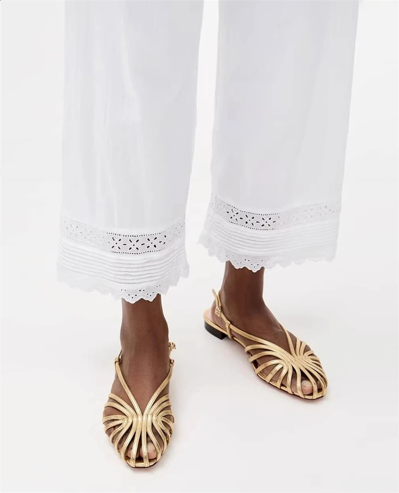 Women Plus Size Flat Gladiator Sandals Summer Sexy y Gold Narrow Band Hollow Out ner Party Dress Shoes Sandalias 260626 - view 4