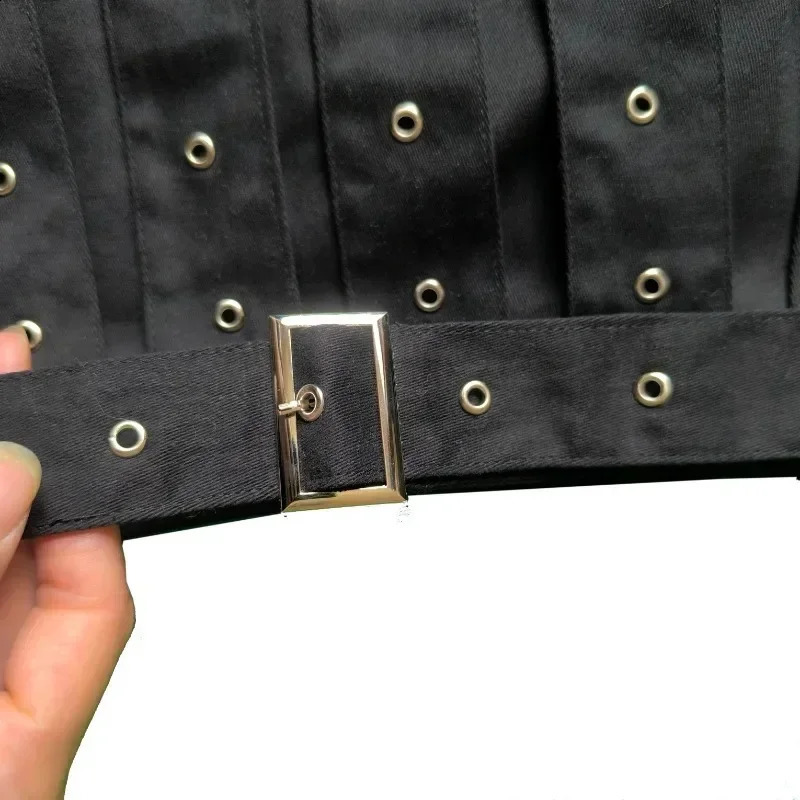 ALIDI S C Womens Punk Small Eye Tassel Mini Skirt High Waist Belt Buckle Aline Gothic Club Party Sexy 260626 - view 7