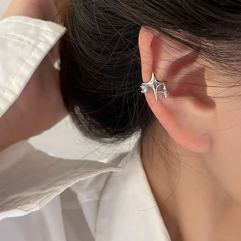 Four Pointed Star Clip Zircon Earrings Suitable Women Without Ear Holes Jewelry Bones Men y Trendy Accessories 260623 - view 3