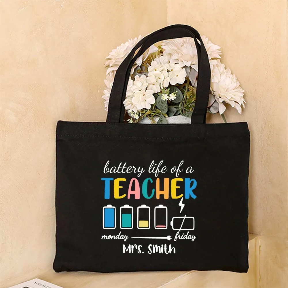 Personalised Tote Bag Teacher Life Shoulder Bags Custom Name Canvas Shopping Bag Travel Handbags Teachers Day Gift for Teachers 260625 - view 6