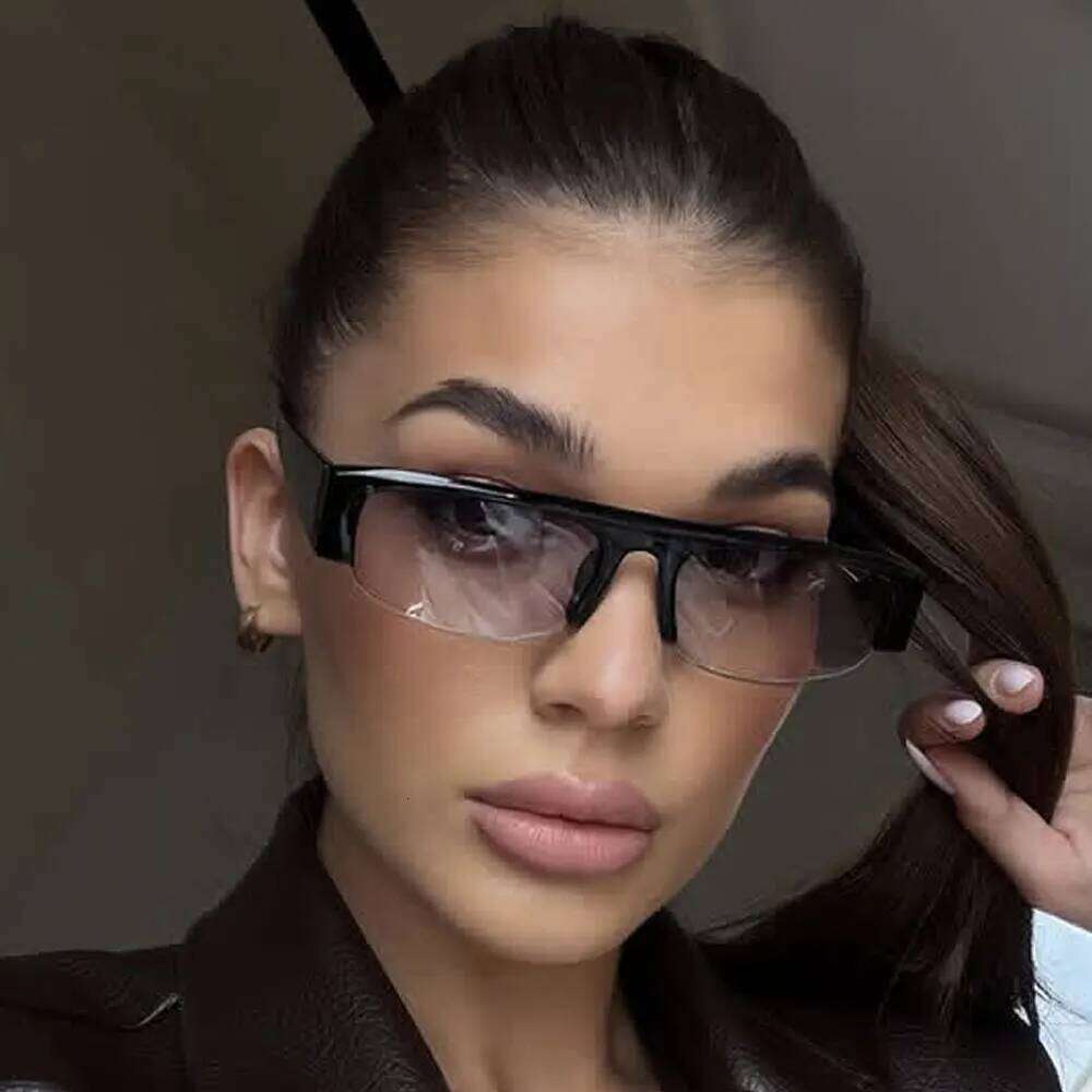 vintage half frame small square sunglasses for women new fashion clear eyeglasses ladies trendy gradient outdoor sun glasses 26Y0626